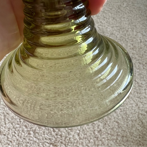 Vintage Etched Crystal German Roemer Wine Glasses, Olive Green - Picture 9 of 10